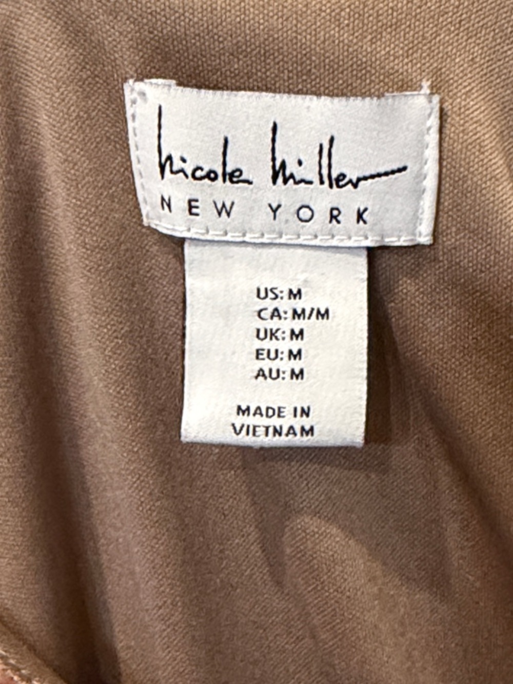 NWOT Nicole Miller Silky Camo-Print Slip Dress w/POCKETS in Brown & Black Sz M - Picture 2 of 6